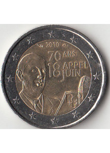 2010 - 2 Euro FRANCIA 70° Ann. dell'appello di Charles de Gaulle  Fdc